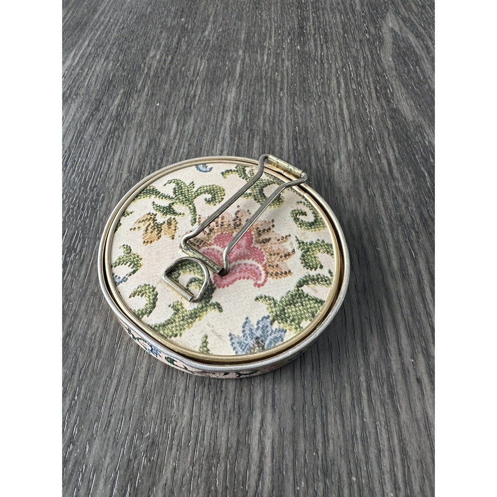Vintage Metal Floral Double Hinged Folding Compact Double Mirror. Marked Japan